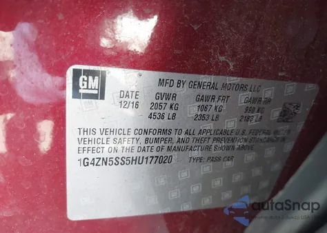 2017 Buick Lacrosse Preferred from USA, damaged, VIN 1G4ZN5SS5HU177020